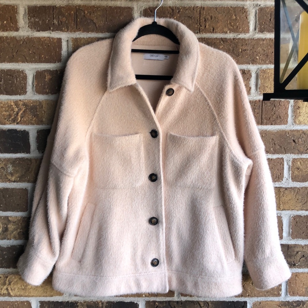Anthropologie GREYLIN Jacket Shacket Oversized Button Down Off-White - Picture 7 of 14